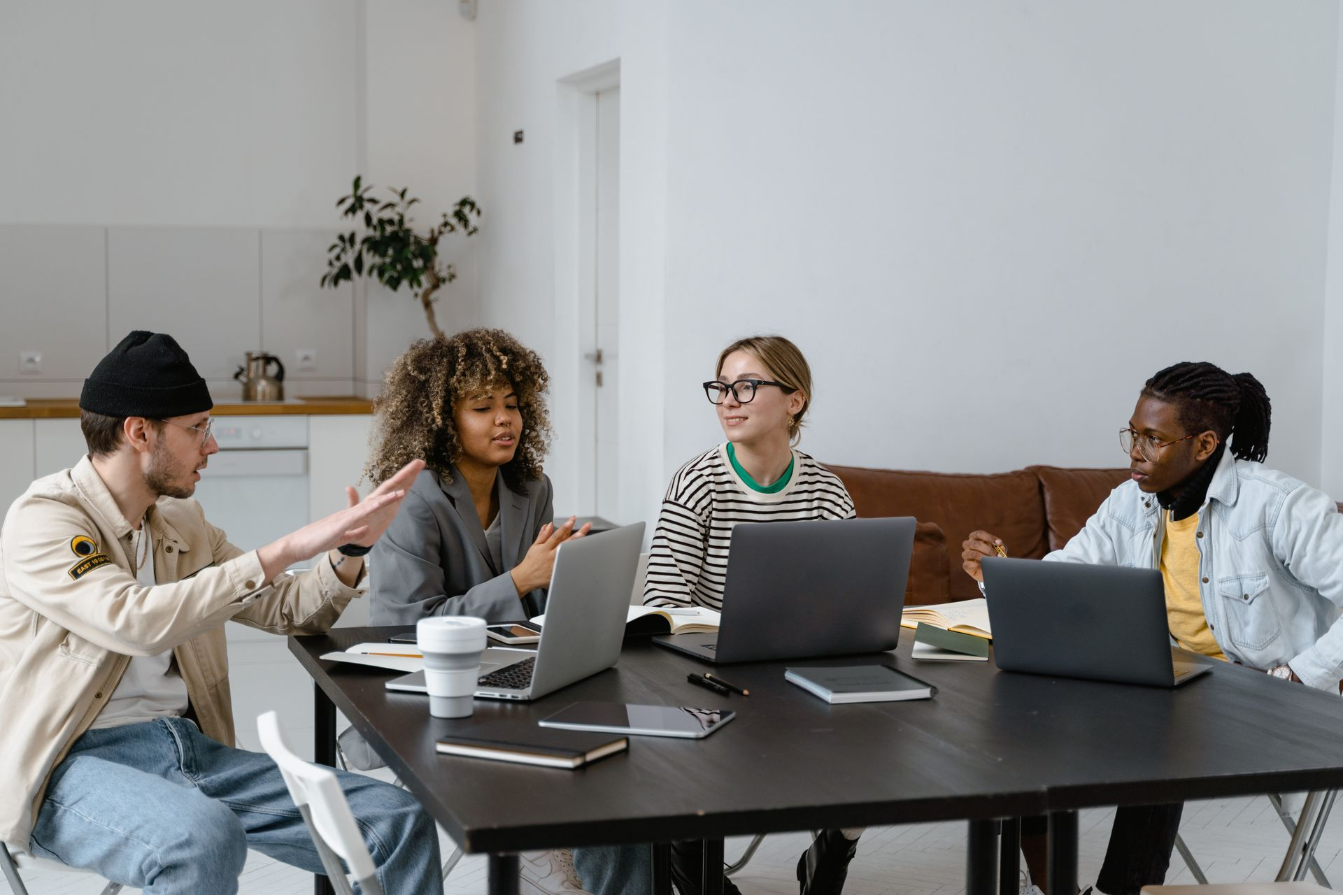Team collaboration in modern office meeting